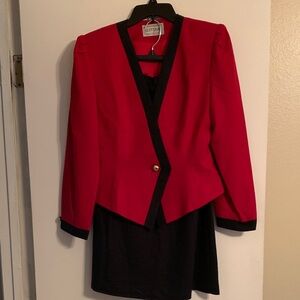Red and Black Women's Fitted Suit